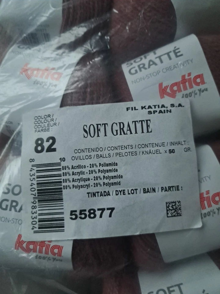 9 Kn. Soft Gratté Wolle von Katia, weich 82 altrosa Neu Stricken Pullover, Jacke - Bild 4 von 4