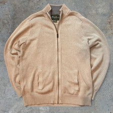 Eddie Bauer Men's Full-Zip Combed Cotton Knit Sweater Beige