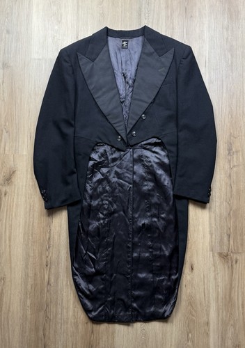 40s VINTAGE After Six Black Tuxedo Tailcoat Size 38 Formal Tailored Bespoke