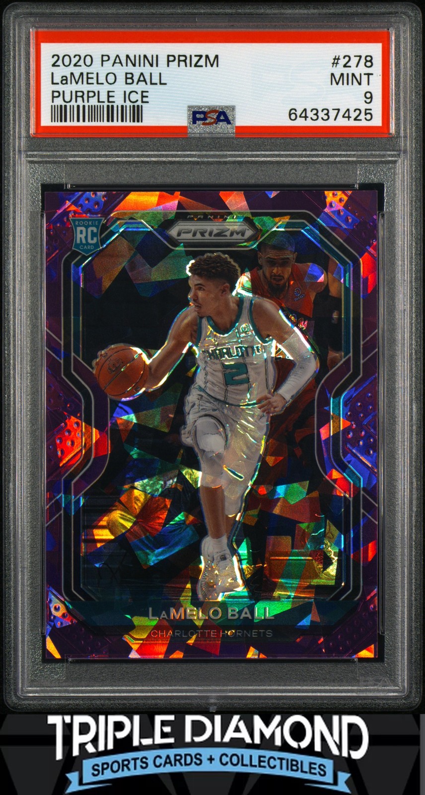 2020 Panini Prizm LaMelo Ball Rookie RC Purple Ice #133/175 PSA 9 Mint BN578
