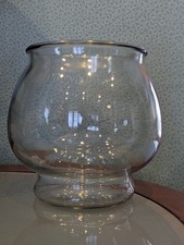 Vintage Large 1 Gallon Round Thick Glass Footed Fish Bowl / Terrarium