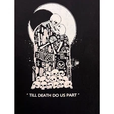 Romwe Women's "Til Death Do Us Part" Graphic Tee - Black, Size Small