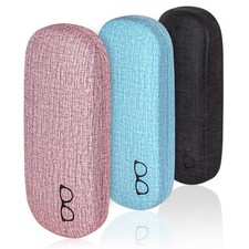 RayLove 3-Pack Hard Shell Eyeglasses Case Large One Size, Black Blue Pink