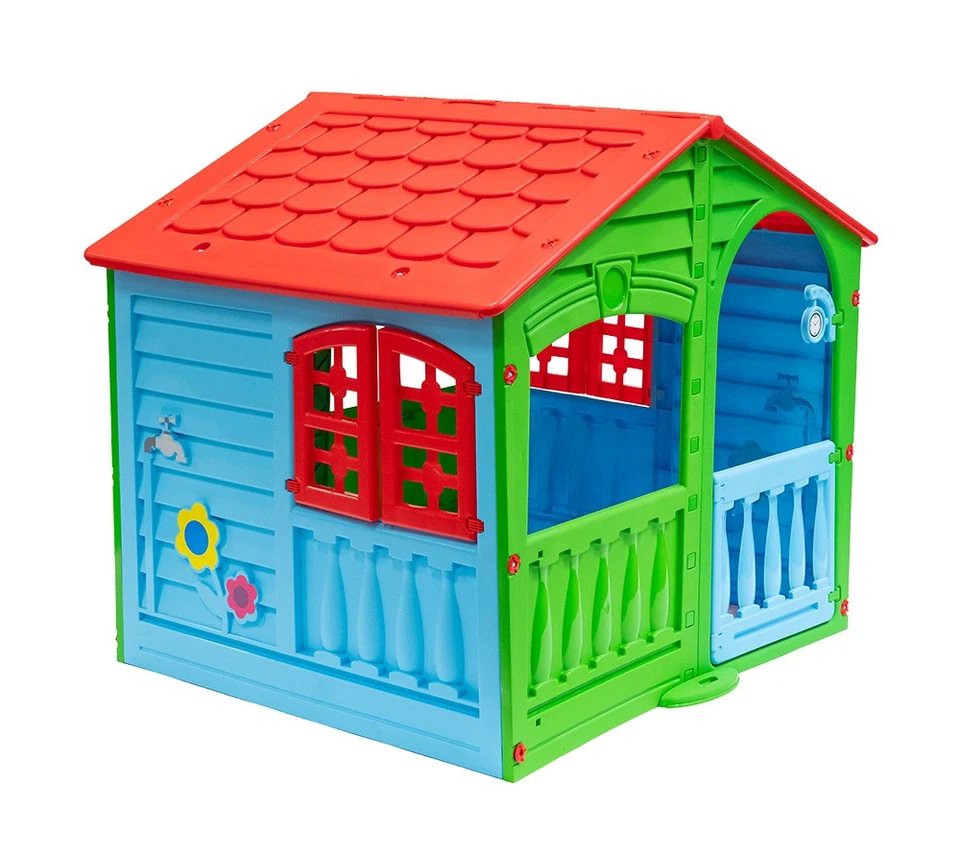 Spielhaus Kinderspielhaus Gartenhaus Kunstoff Westmann Bunt 140x111x115cm - Bild 2 von 4