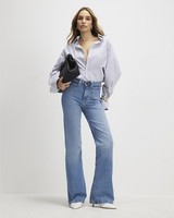 River Island Womens Flared Jeans Blue High Rise Relaxed Trousers Pants Bottoms