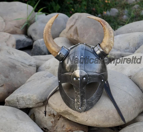 Medieval Viking Helmet with Real Horns Norse Warrior Battle Ready Helmet Armor - Picture 7 of 7