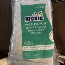 Cleaning-Grade Terry Towels, White Cotton Cloth Rag Polishing Washable 48 Towels