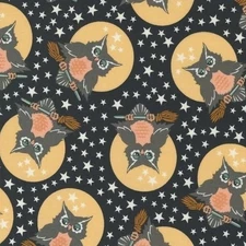 Brand New Bolt of Fabric Owl-o-Ween - Owls by Urban Chiks, Black, 15yds.