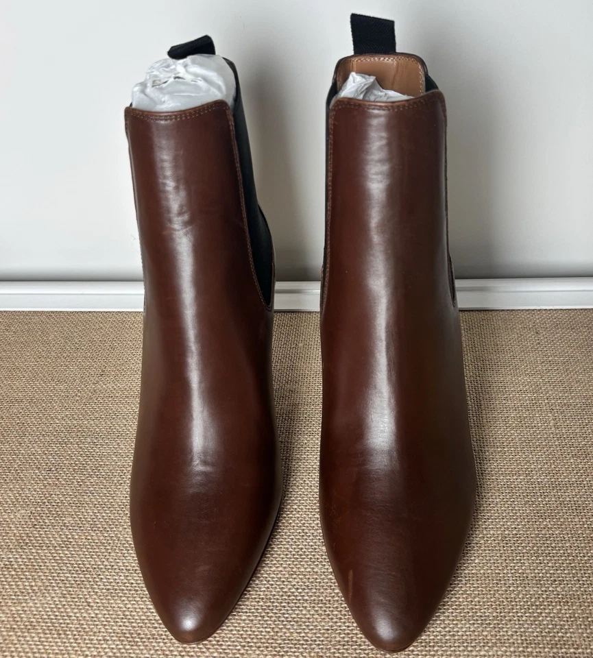 Nuevo Ralph Lauren Polo Marrón Para Mujer 6B Vachetta Piel de becerro Gatito Tacón Bota Foto 3 de 4