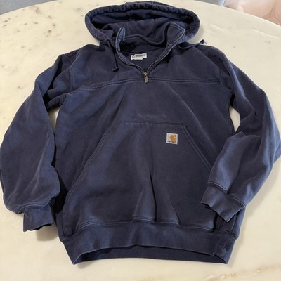 Carhartt Paxton 1/4 Zip Sweatshirt Rain Defender Hoodie Men s S Navy Heavyweight
