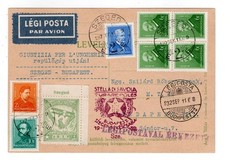 SZEGED HUNGARY 1932 JUSTICE FOR HUNGARY POSTER STAMP TIED ON AIR MAIL CARD 