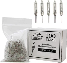 612 Vermont 2.5V Clear Mini Christmas Replacement Bulbs for Christmas Trees and 