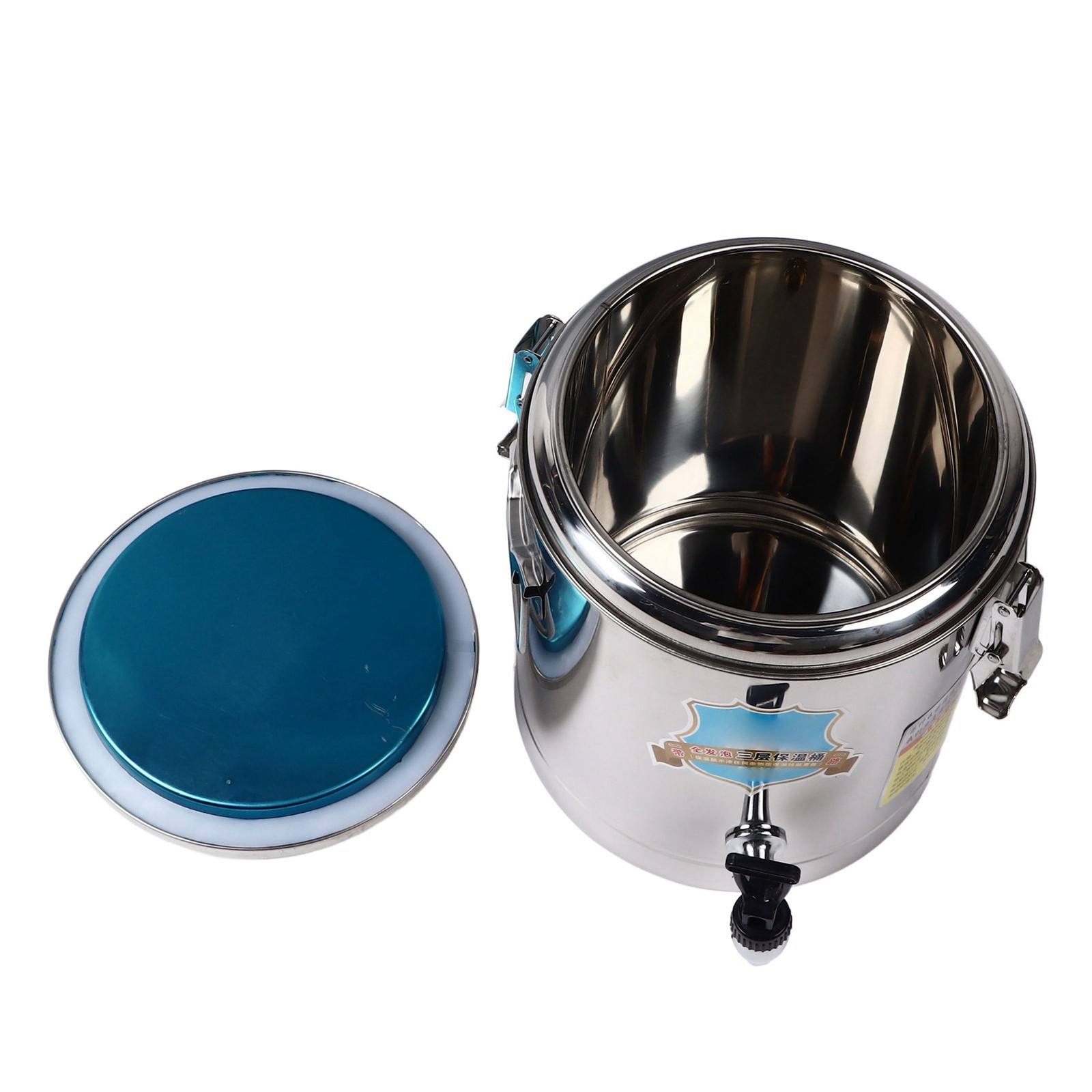 10L Insulated Soup Bucket With Faucet Commercial Rice Bucket Pot Stainless Steel