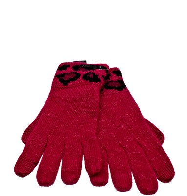 Coach Ocelot Touch Knit Gloves Cranberry Metallic New! NWT