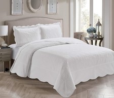 Home Collection 3 Piece Over Size Embossed Solid Color Coverlet Bedspread Vero