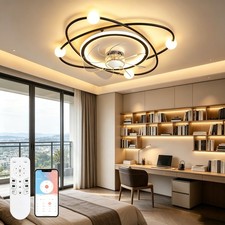 Dimmable Ceiling Fan with Light Smart App Control Timer Reverse Fan for Bedroom