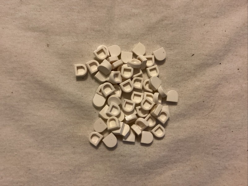 LEGO 60 White 1x1 Smooth Half Round Tile Plates
