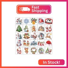 CHARLENT Glitter Christmas Temporary Tattoos for Kids,74 Individual Sheets