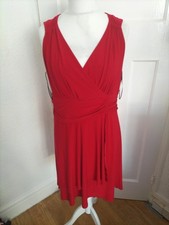 Ladies Bodyflirt Size Medium Red V Neck Sleeveless Dress