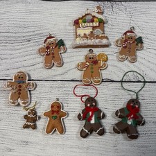 Lot Of 8 Assorted Gingerbread Christmas Tree Ornaments  1 Pin Small / Mini