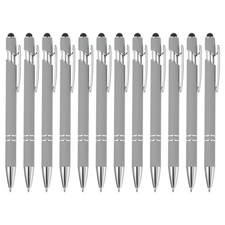 Ballpoint Pen with Stylus Tip, 12Pcs Metal Pen Stylus Pen Style 3, Light Gray