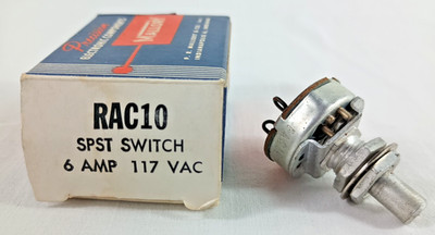 Mallory RAC10 SPST Push Pull Switch 6 Amp 117 VAC NOS