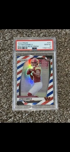 2024 Panini Prizm - Rookies Jayden Daniels #347 Red White & Blue Prizm PSA 10