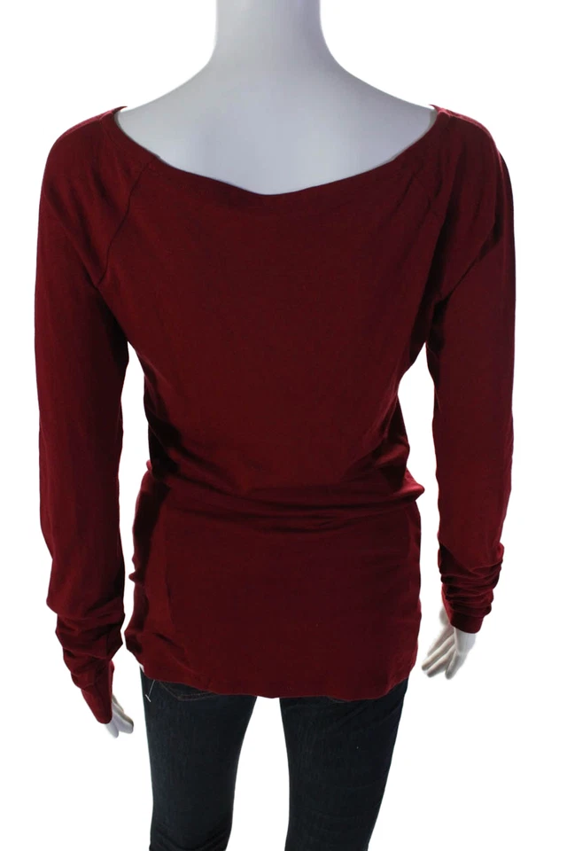 Camisa Donna Karan Mujer Cuello Redondo Manga Larga Frontal Abertura Roja Talla M Foto 3 de 4