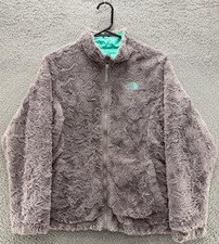 The North Face Girls Reversible Osito Jacket XL 18 Teal Gray Fleece Full Zip