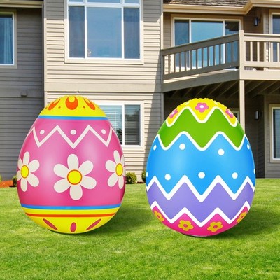2 Pcs 40 Inch Giant Inflatable Easter Eggs Decorations Colorful Large Inflata...