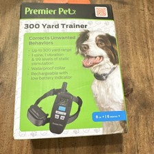 Premier Pet 300 Yard Trainer Dog Collar Black Vibration Static Tone Remote