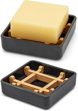 Bamboo Soap Dishes for Bar Soap Holders for Shower with Drainage for Bathroom Si
