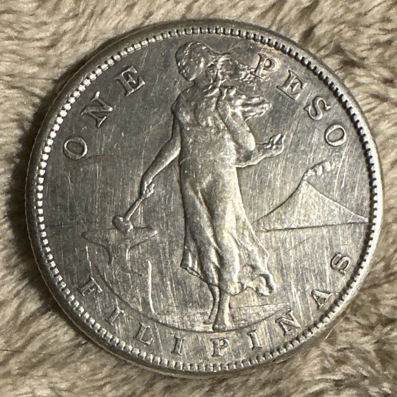 1907 S Filipinas / U.S.A Peso 80% Silver* Rare* Key Date* AU/MS