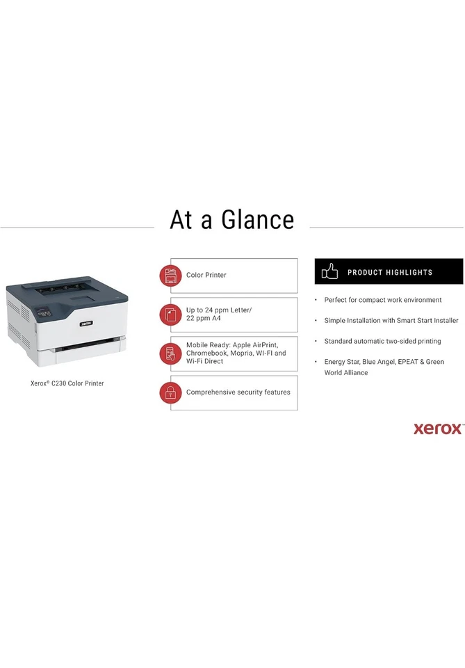 Xerox C230dni A4 22ppm Colour Wireless Laser Printer with Duplex 2-Sided Print - Image 2 of 4