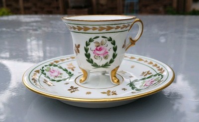 Limoges France ''Peint main ode''  seltene Mokkatasse mit Untertasse