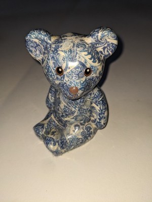Vintage gemustert Global Studios Decoupage Teddybär Figur - 3,5'' Keramik