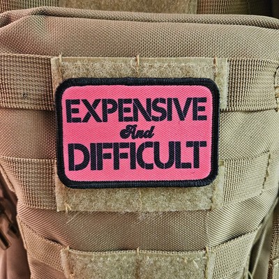 Girls Expensive and difficult meme pink 2''x3'' patch with hook and loop backing