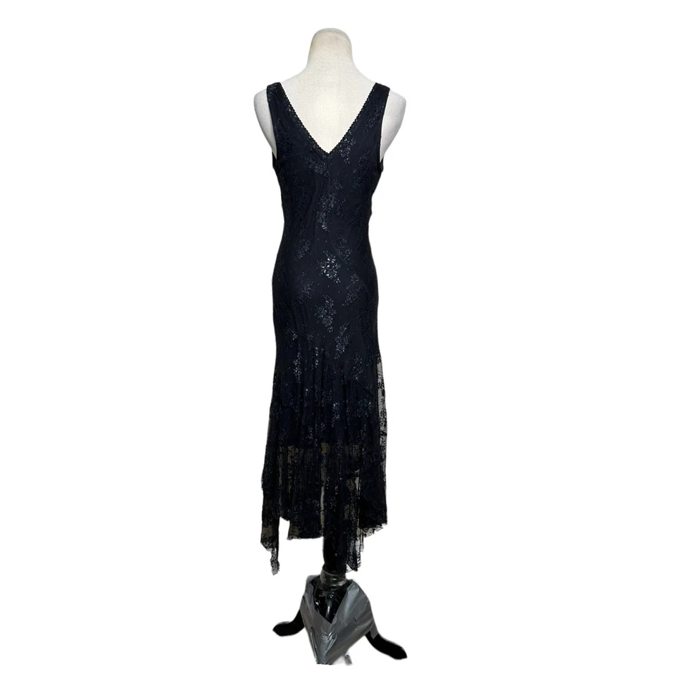 Alexia Admor Vestido de Fiesta Midi Negro Encaje Brillante Talla Mediana Foto 2 de 4