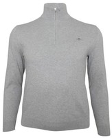 Gant Herren Pullover Sweater Jumper GrößE 3XL Cotton Half ZIP Light Grey Melange