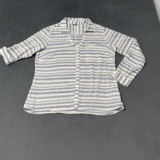 Columbia Shirt Womens L Lightweight Blue Striped Button Up Roll Tab Sleeve Top