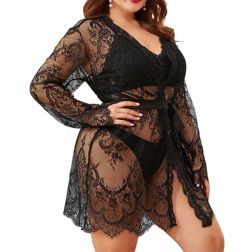 Women Lace Lingerie Sleepwear Nightwear Chemise Dressing Gown Nightie Robe 18-28 - Picture 10 of 16