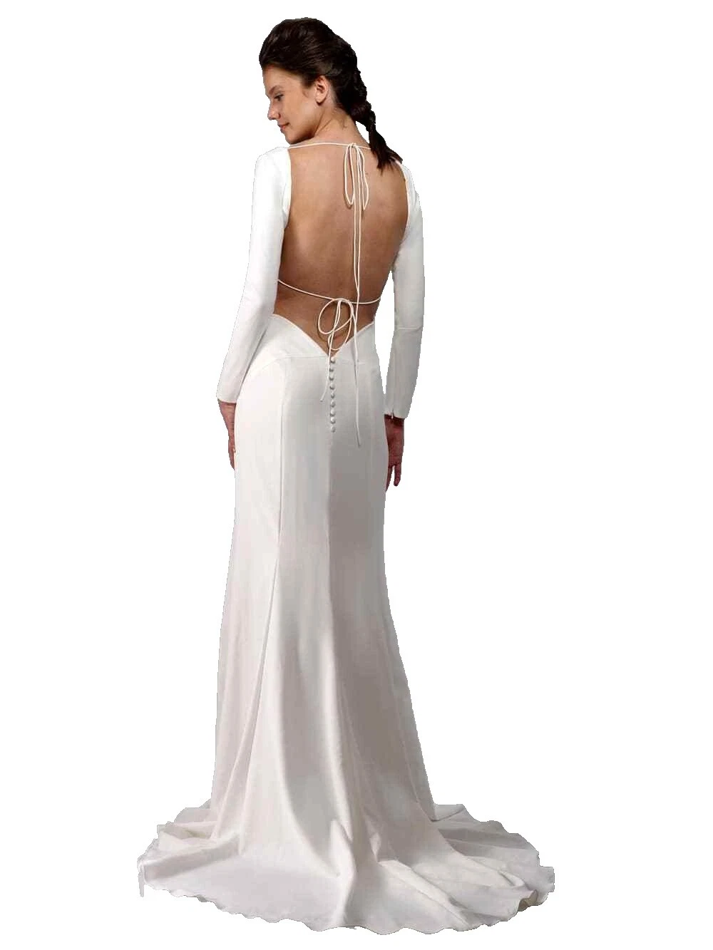 Tulle Column/Sheath Long Sleeve Boat Neck Wedding Dresses