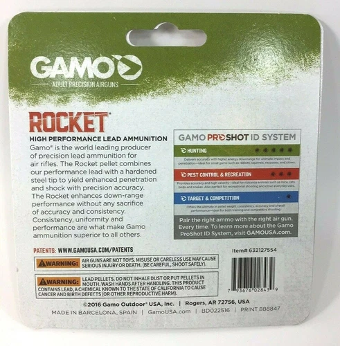 Gamo 632127554 ROCKET PELLETS .22 CAL. TINS OF 100 - BL - C17