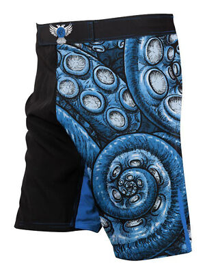 Raven Fightwear Men's Kraken Octopus MMA Shorts BJJ Blue 