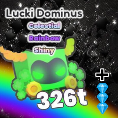 Shiny Rainbow Lucki Dominus + 5 Million Diamonds. PS99. Same Day