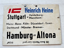 Altes Metall Zuglaufschild - IC Heinrich Heine Stuttgart Hamburg Altona