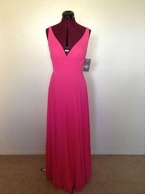 NWT LAUNDRY BY SHELLI SEGAL $325 Pleated Cross Front*Open Back Pink Gown*8P