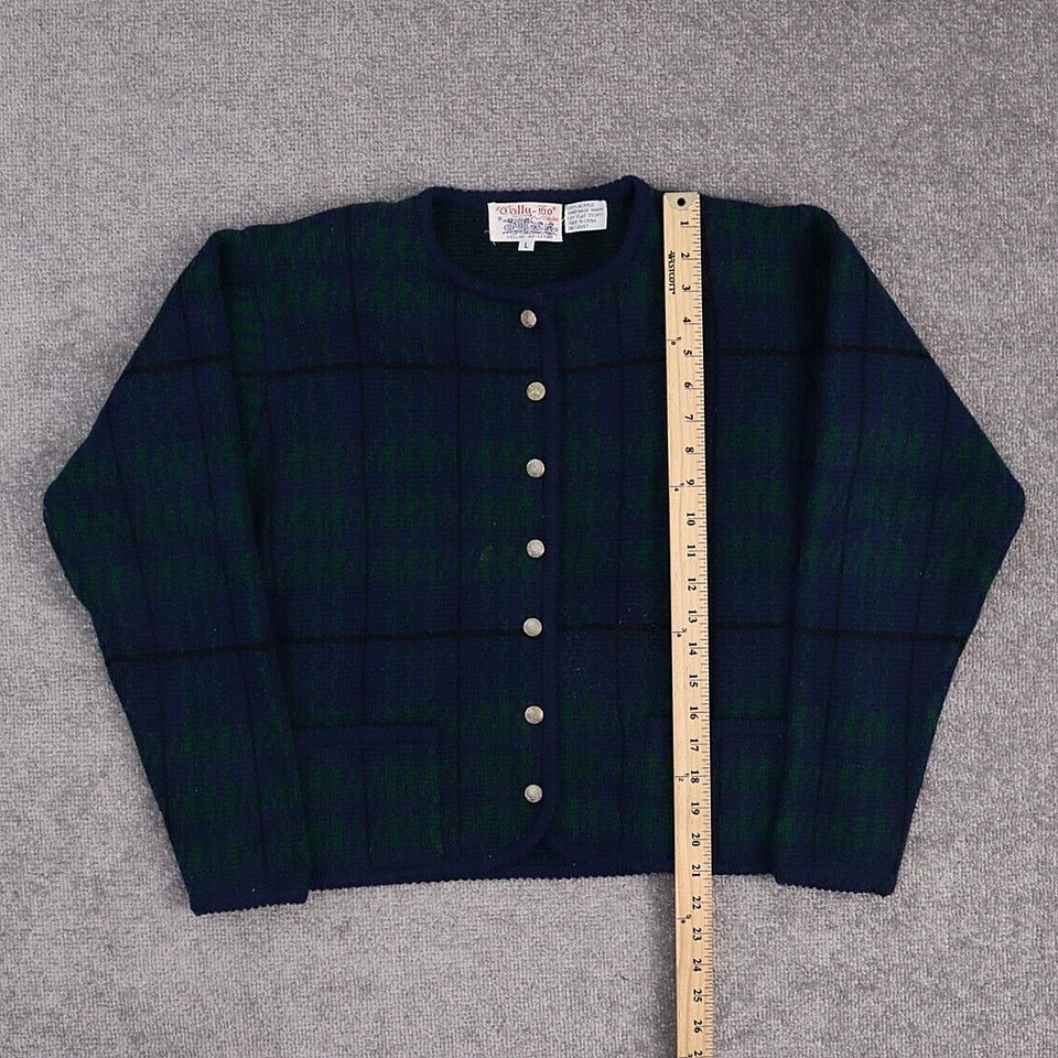 Vintage Women's Tally Ho Large Multicolor Plaid Long Sleeve Cardigan Sweater - Image 2 of 4