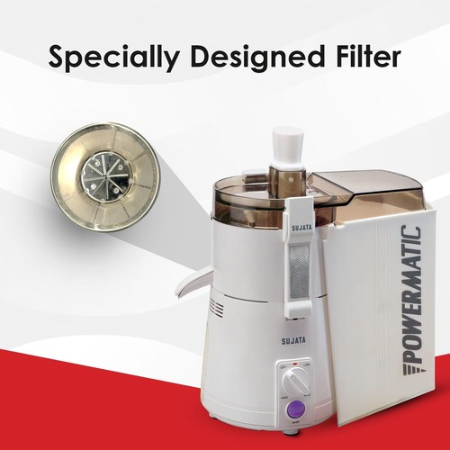 SUJATA Powermatic Maxima Entsafter Mixer Mahlwerk 900 Watt 3 Gläser (weiß) - Bild 4 von 5