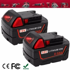 2X new Battery For Milwaukee for M18 Lithium 8.0 AH Extended Capacity 48-11-1860